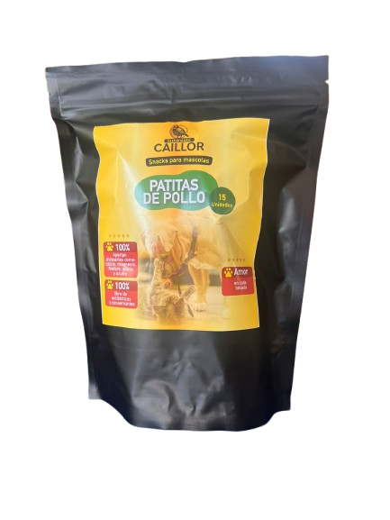 Bolsa de patitas de pollo deshidratadas Caillor, snack para mascotas